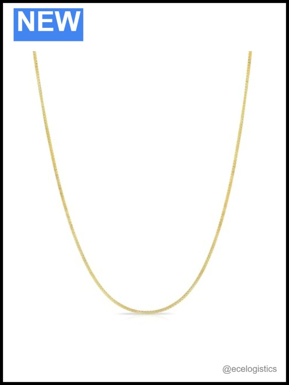 14K Gold Solid Box Chain Necklace 24" Lobster Clasp
